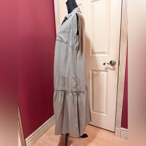 Sleeveless Sage Green Maxi Shirt Dress